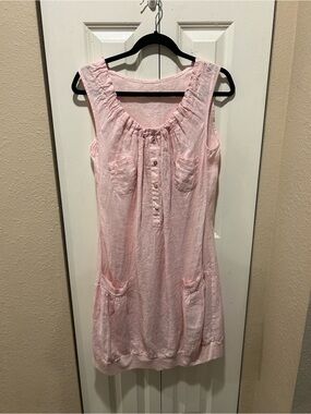Linen Made in Italy Pink Pastel Prairie Cottagecore Lagenlook Dress , S/M